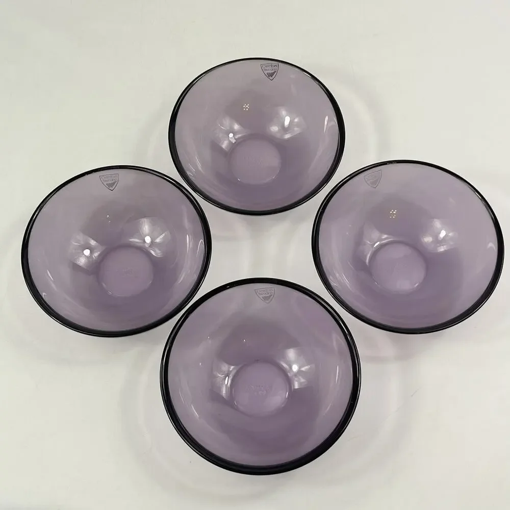 Orrefors Sweden Bowls Set of 4 Purple Amethyst Glass Dessert Serving Home Line